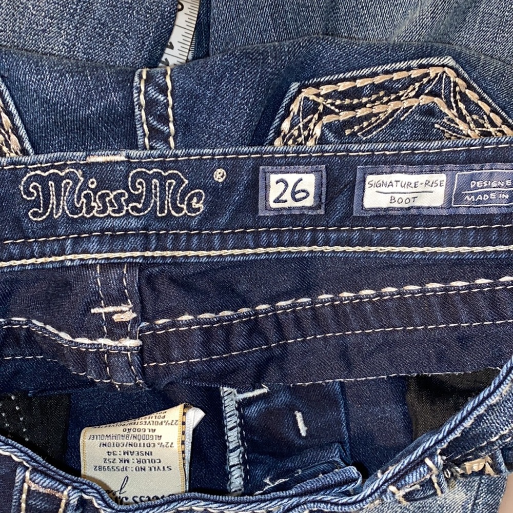 Miss Me Signature Rise Boot bootcut dark denim jeans with embellished bling - Picture 7 of 8